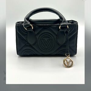 Valentino Orlandi Black Mini Bag with Gold Charm